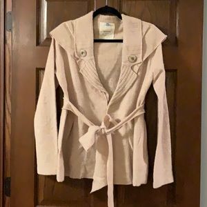 Anthropologie Wool Belted Cardigan Oatmeal L